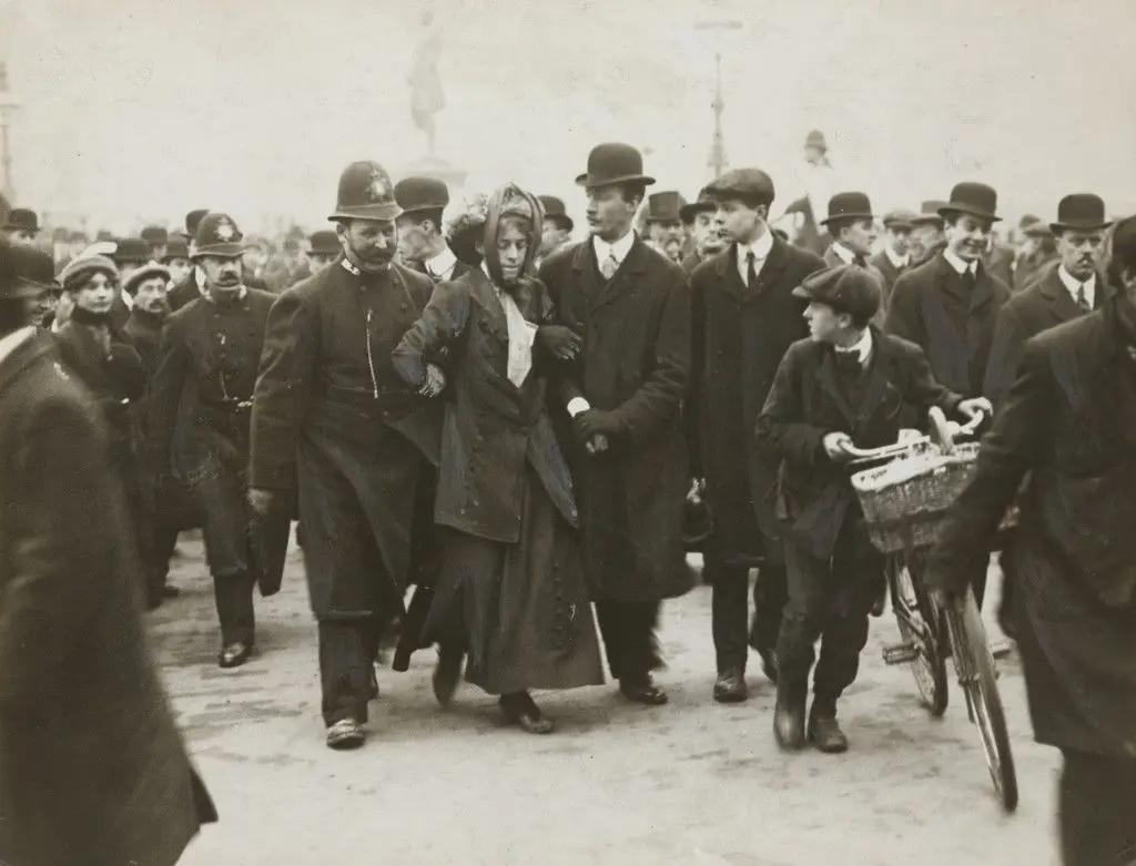 An Arrest When the Suffragettes Began a Riot in Parliament, London by Brown Brothers