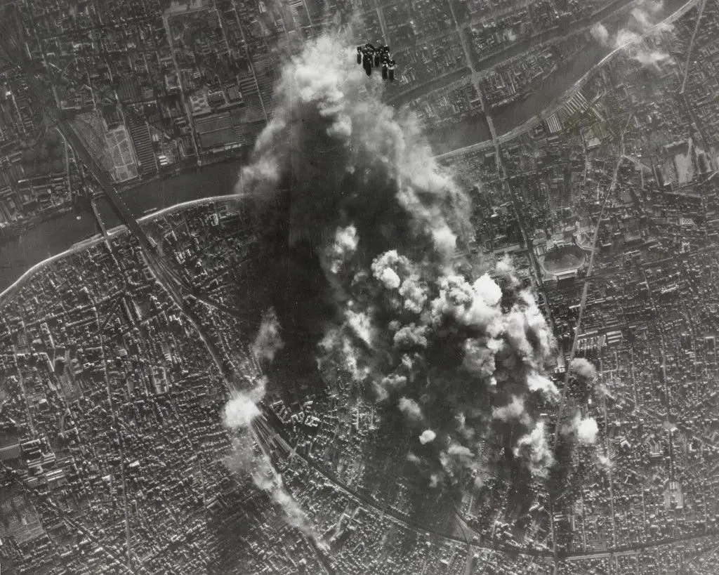 Over Paris by United States. Army Air Forces