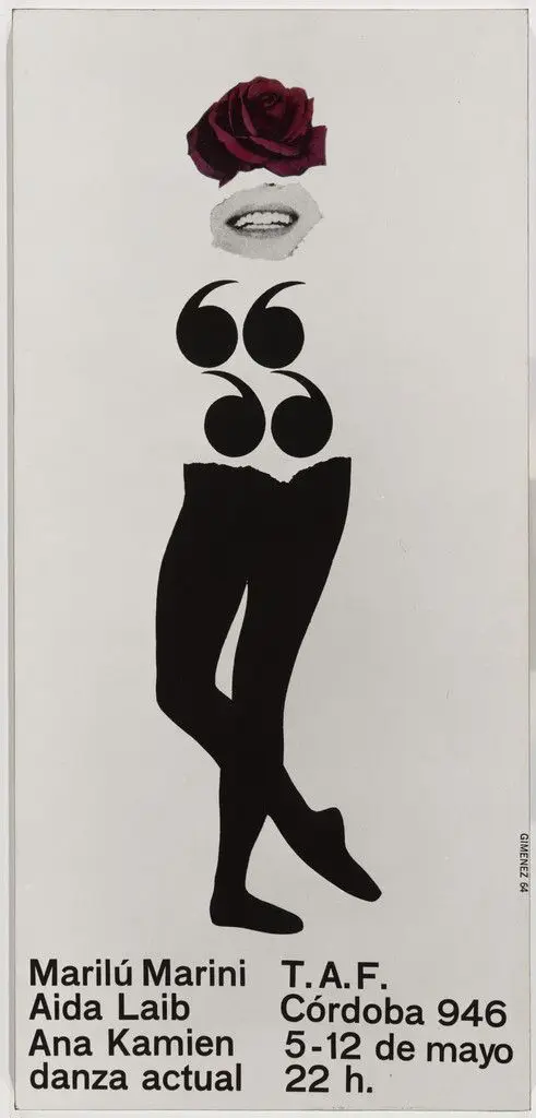 Marilú Marini, Aida Laib, Ana Kamien, Danza Actual (Poster for a dance performance at the Teatro Alianza Francesa, Buenos Aires) by Edgardo Miguel Gimenez