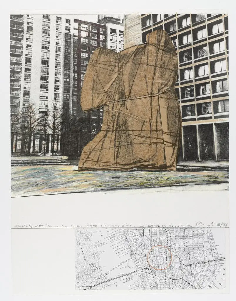 Wrapped Sylvette, Project for Washington Square Village, New York from Homage to Picasso (Hommage à Picasso) by Christo