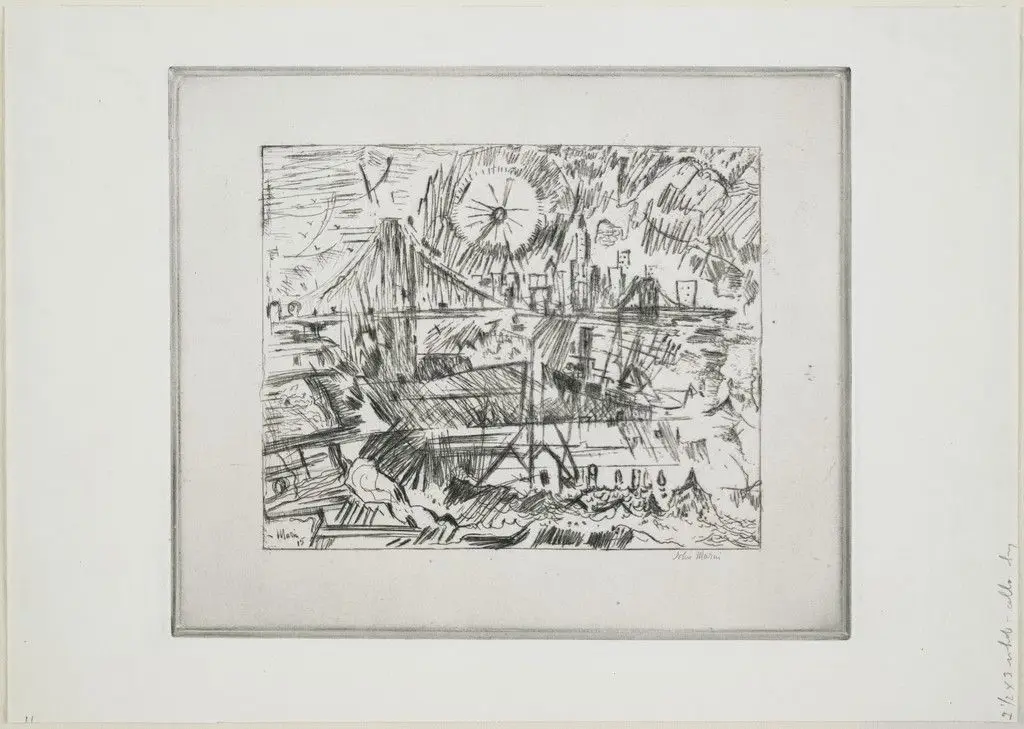 Brooklyn Bridge from Brooklyn (The Sun) by John Marin