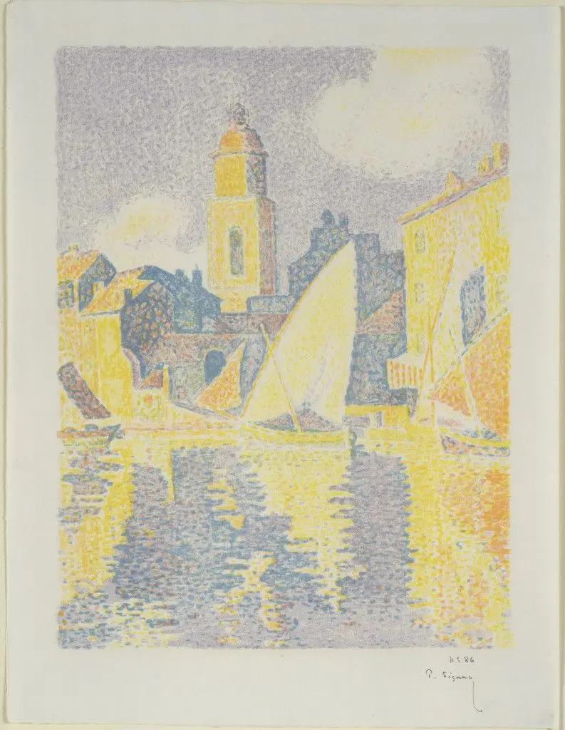 Port of St. Tropez (Port de Saint-Tropez) for the portfolio The Album of Original Prints from The Vollard Gallery (L'Album d'estampes originales de la Galerie Vollard), no. III by Paul Signac