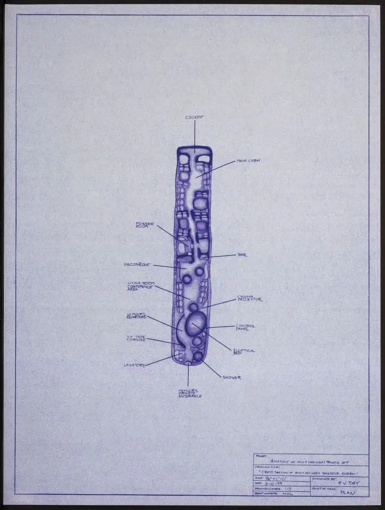 Cross-Section of Hugh Hefner's Digestive System from Anatomy of Hugh Hefner's Private Jet (1-5) by E. V. Day