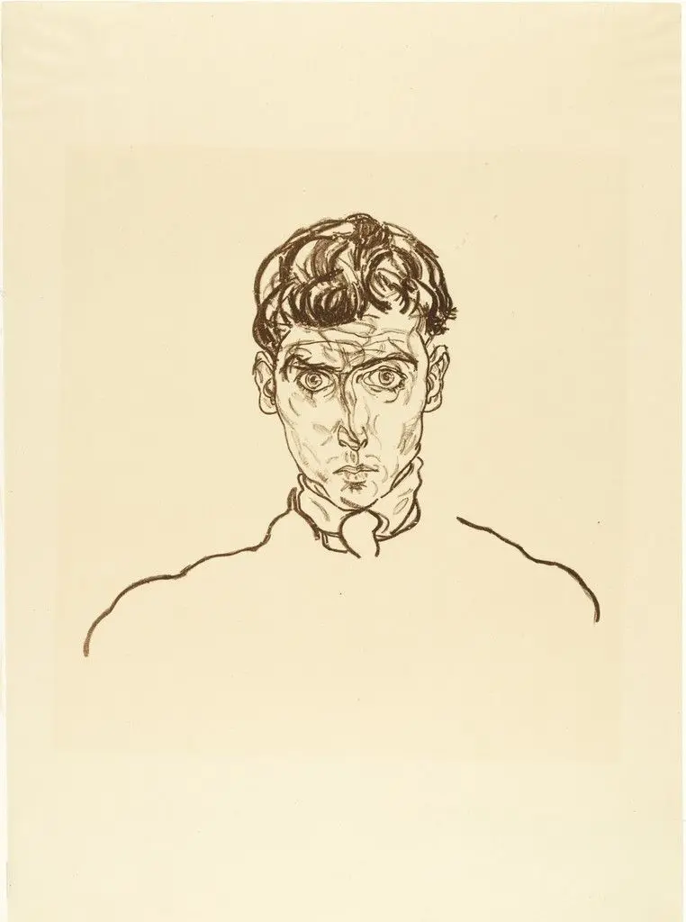 Portrait of Paris von Gütersloh (Bildnis Paris von Gütersloh) from The Graphic Work of Egon Schiele (Das Graphische Werk von Egon Schiele) by Egon Schiele