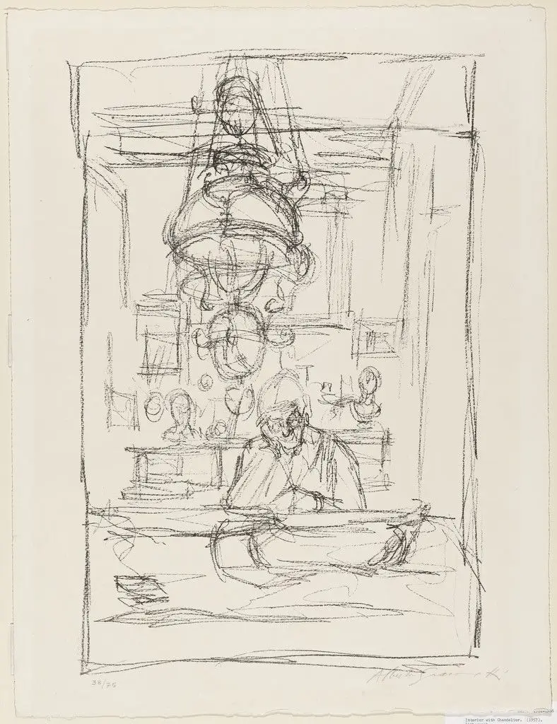 Interior with Chandelier by Alberto Giacometti