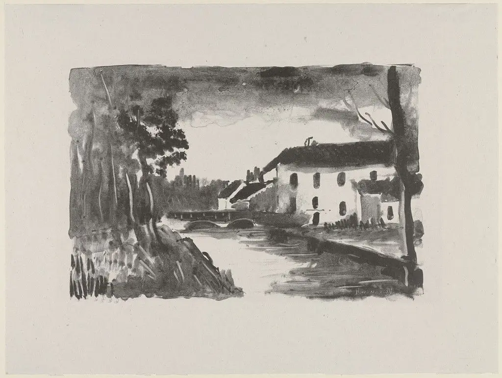 The Mill on the Naze (Le Moulin de la Naze) from Essai dur l'histoire de la lithographie en France. Les Peintures lithographes de Manet à Matisse. Album de lithographies originales. by Maurice de Vlaminck