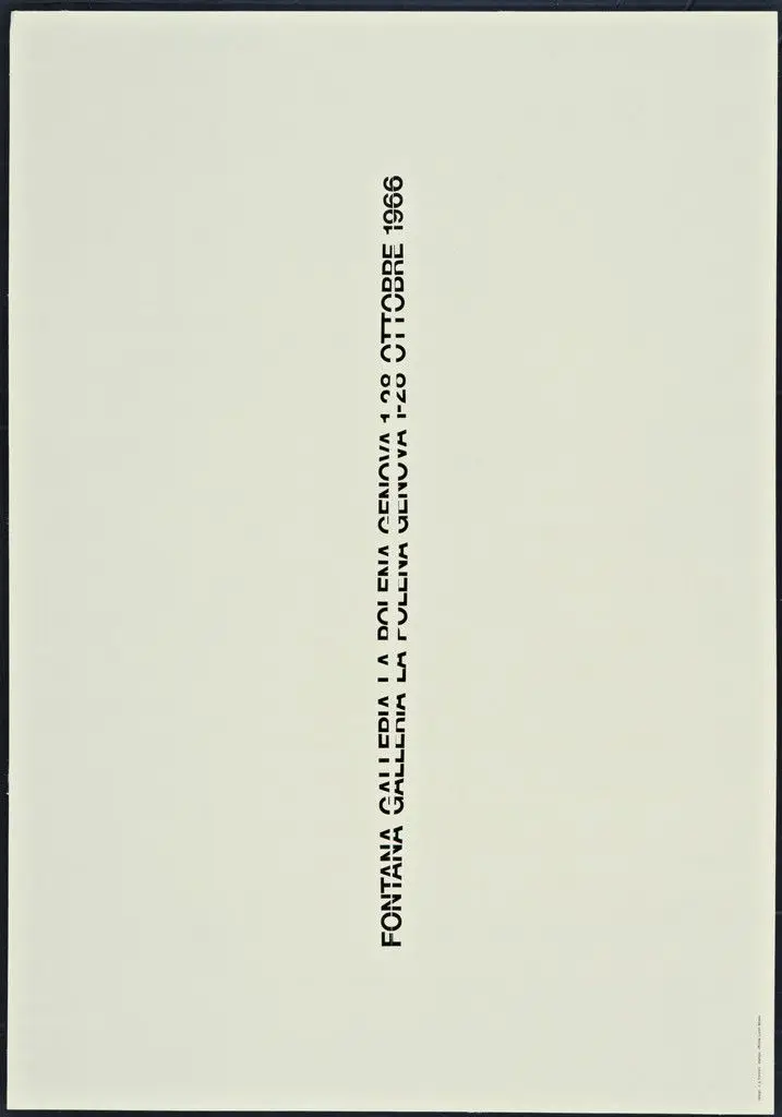 Fontana Galleria La Polena Genova 1-28 Ottobre 1966 by A. G. Fronzoni