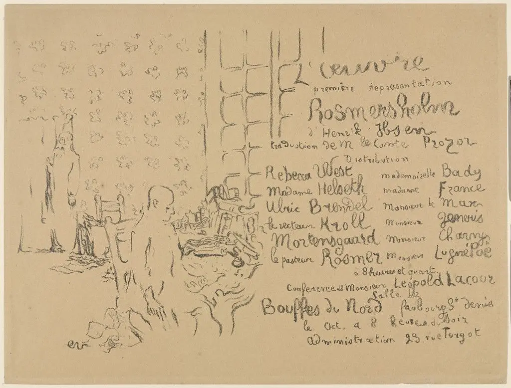 Program for Henrik Ibsen's Rosmersholm by Édouard Vuillard