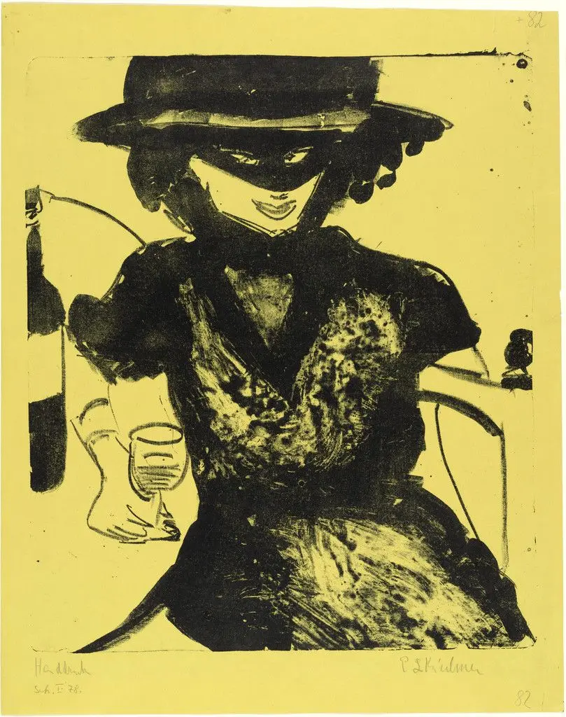 Gerty with Mask and Wineglass (Gerty mit Maske und Weinglas) by Ernst Ludwig Kirchner