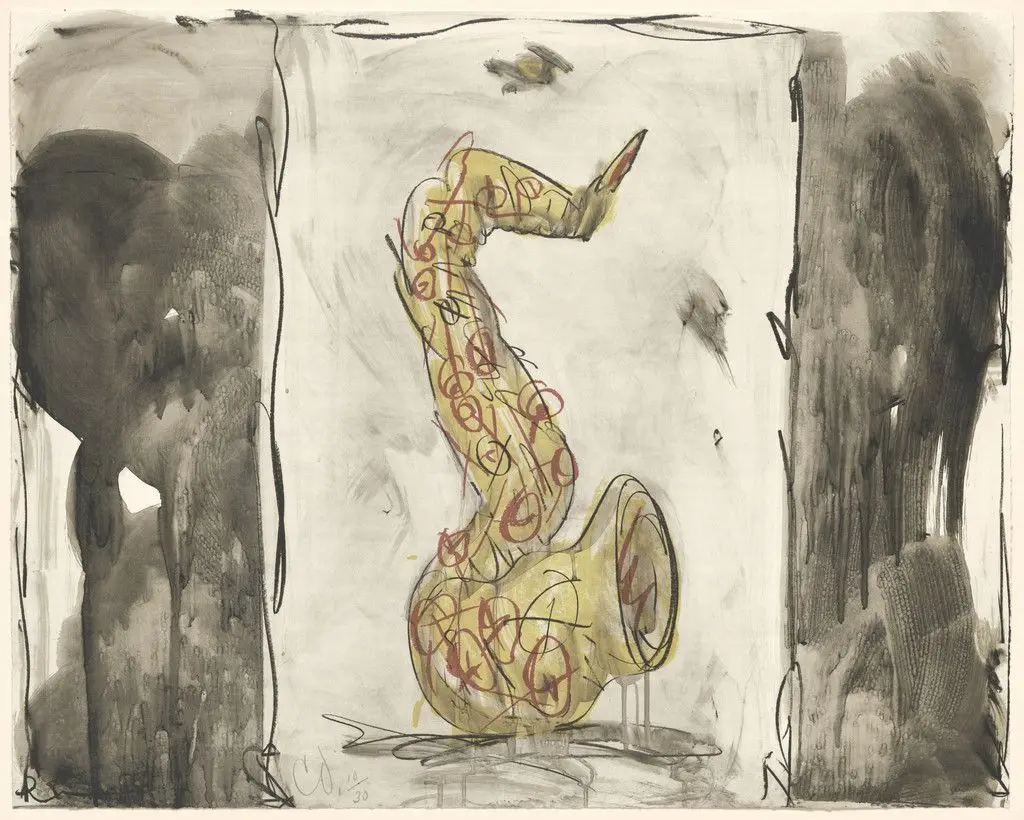 Soft Saxophone (Black, Yellow, Red) by Claes Oldenburg