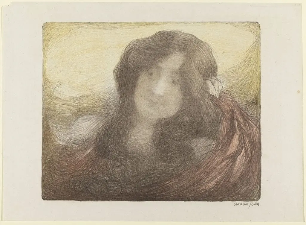 Young Girl with Long Hair by Edmond-François Aman Jean