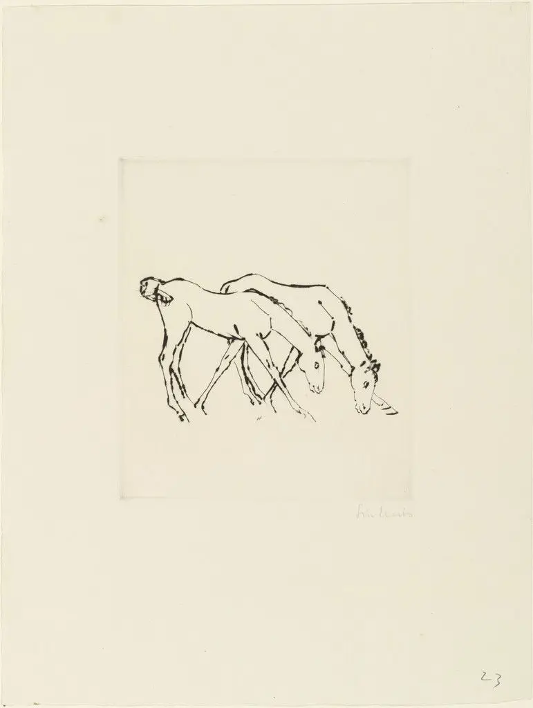 Two Colts Grazing (Zwei Fohlen, grasend) by Renée Sintenis