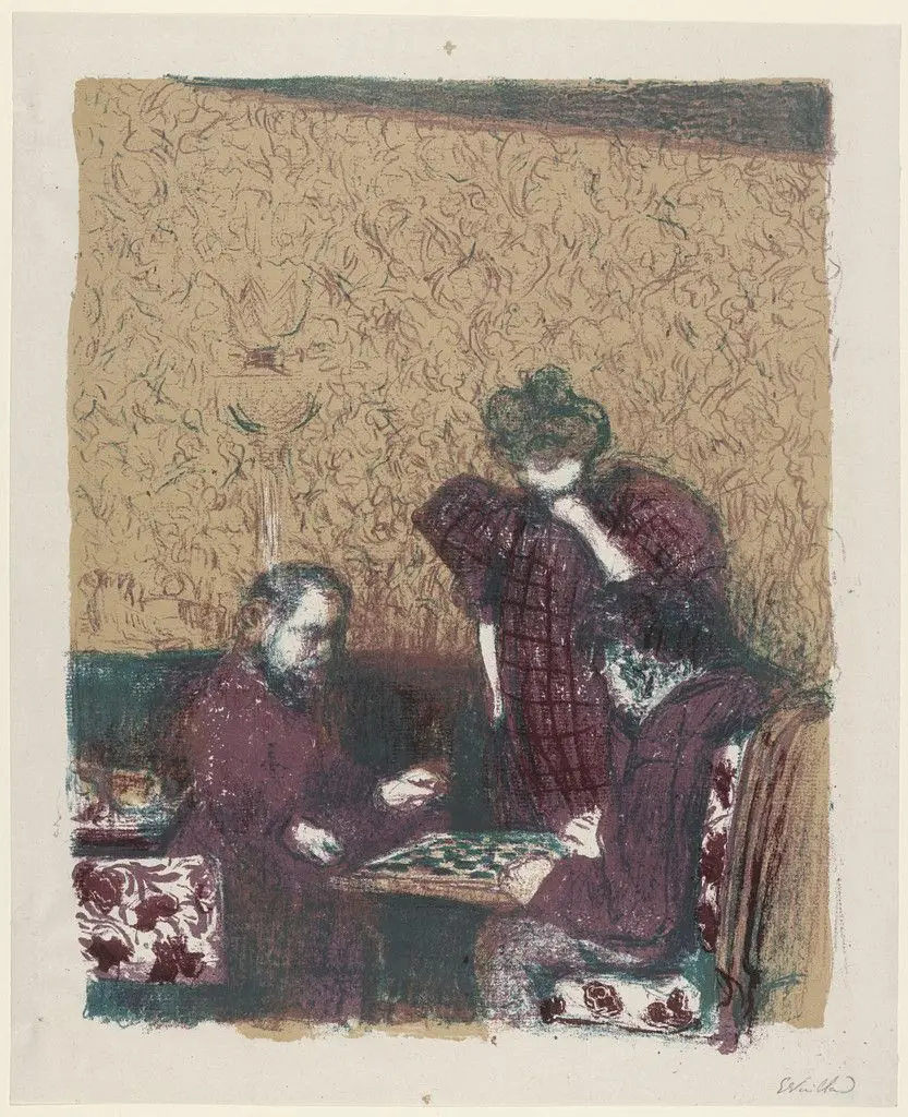 The Game of Checkers (La Partie de dames) from Landscapes and Interiors (Paysages et intérieurs) by Édouard Vuillard