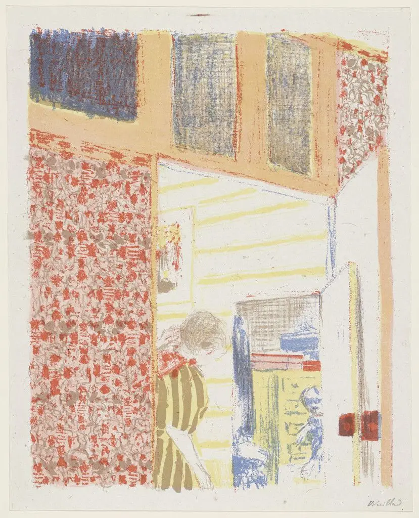 Interior with Pink Wallpaper III (Intérieur aux tentures roses III) from Landscapes and Interiors (Paysages et intérieurs) by Édouard Vuillard