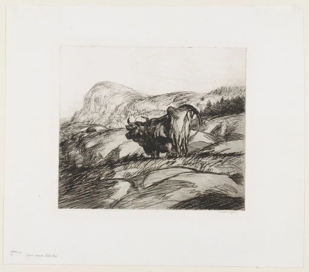 Cow and Rocks by Edward Hopper