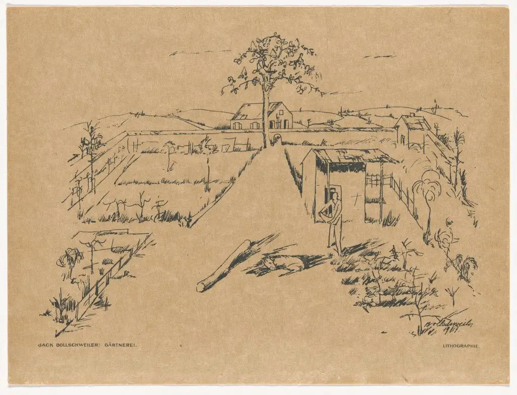 Nursery (Gärtnerei) (plate, preceding p. 353) from the periodical Das Kunstblatt, vol. 1, no. 12 (Dec 1917) by Jakob (Jack) Friedrich Bollschweiler