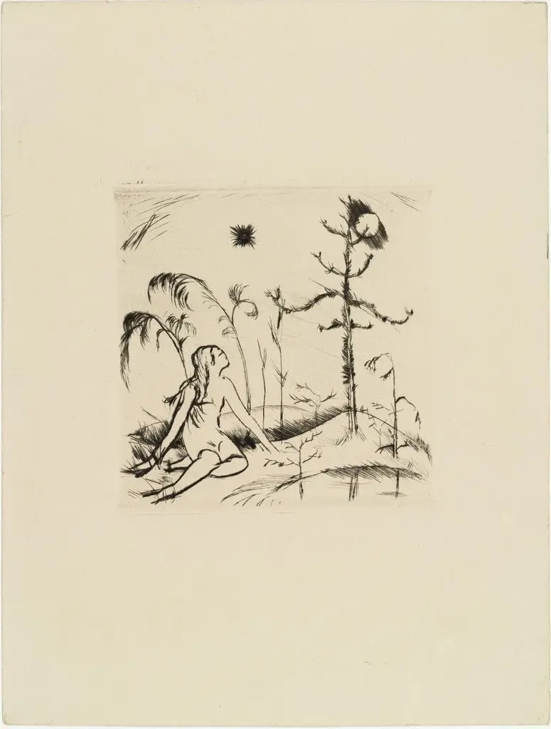 Kneeling Girl (Knieendes Mädchen) (plate, loose leaf) from the periodical Das Kunstblatt, vol. 1, no. 12 (Dec 1917) by Jakob (Jack) Friedrich Bollschweiler