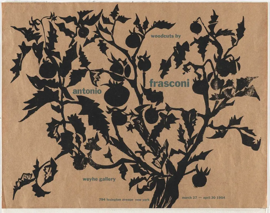 Woodcuts by Antonio Frasconi, Weyhe Gallery, 794 Lexington Avenue New York, March 27-April 30 1954 by Antonio Frasconi