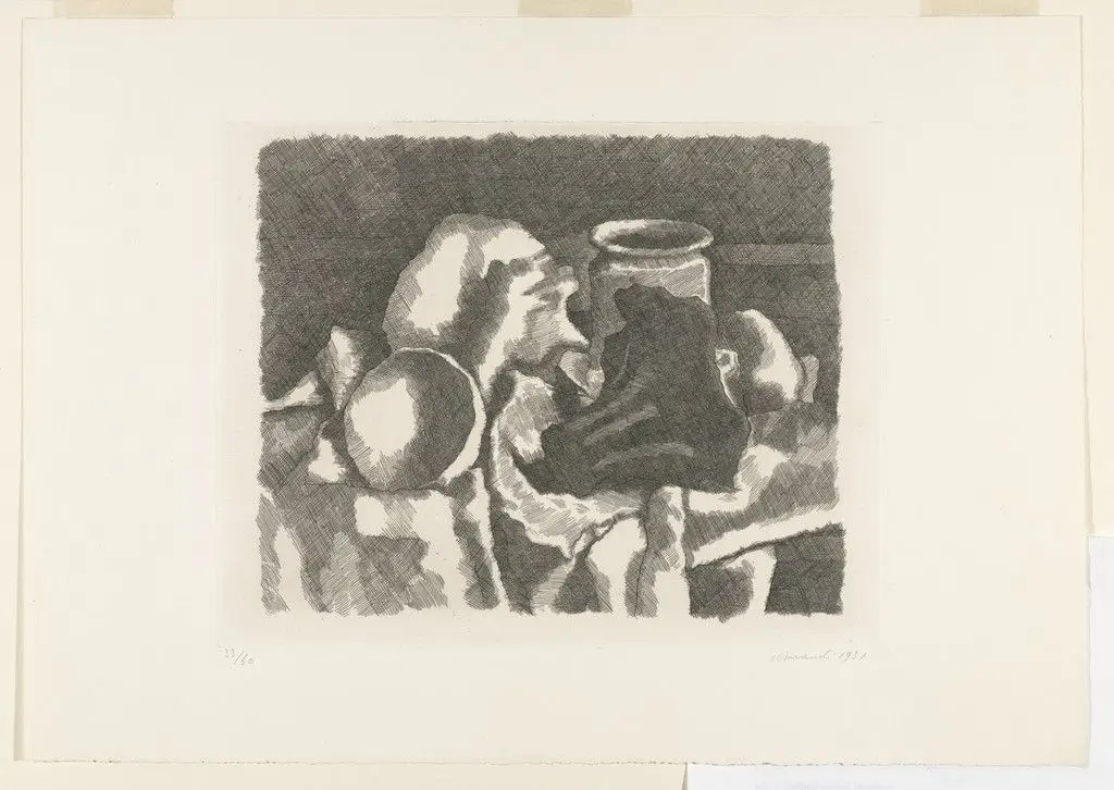 Still Life with Drapery (Natura morta con il panneggio) by Giorgio Morandi