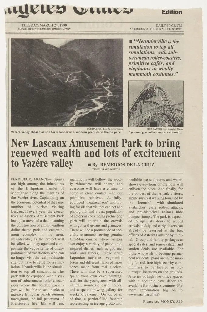 New Lascaux Amusement Park to bring renewed wealth and lost of excitement to Vazére valley from the series Personal Articles by Vik Muniz