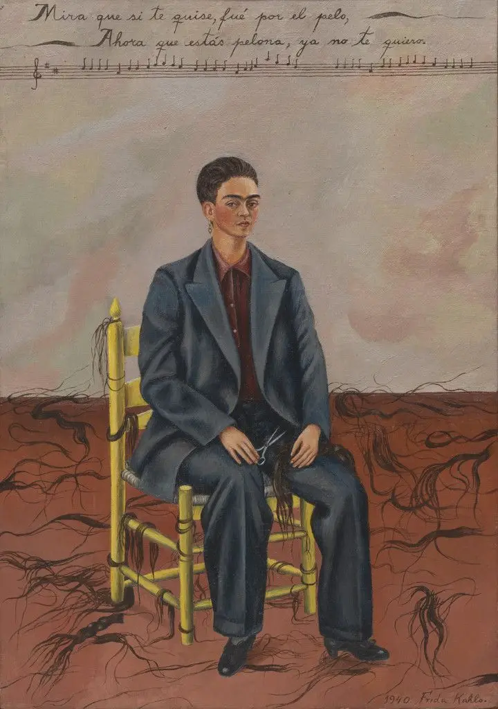 Self-Portrait with Cropped Hair by Frida Kahlo