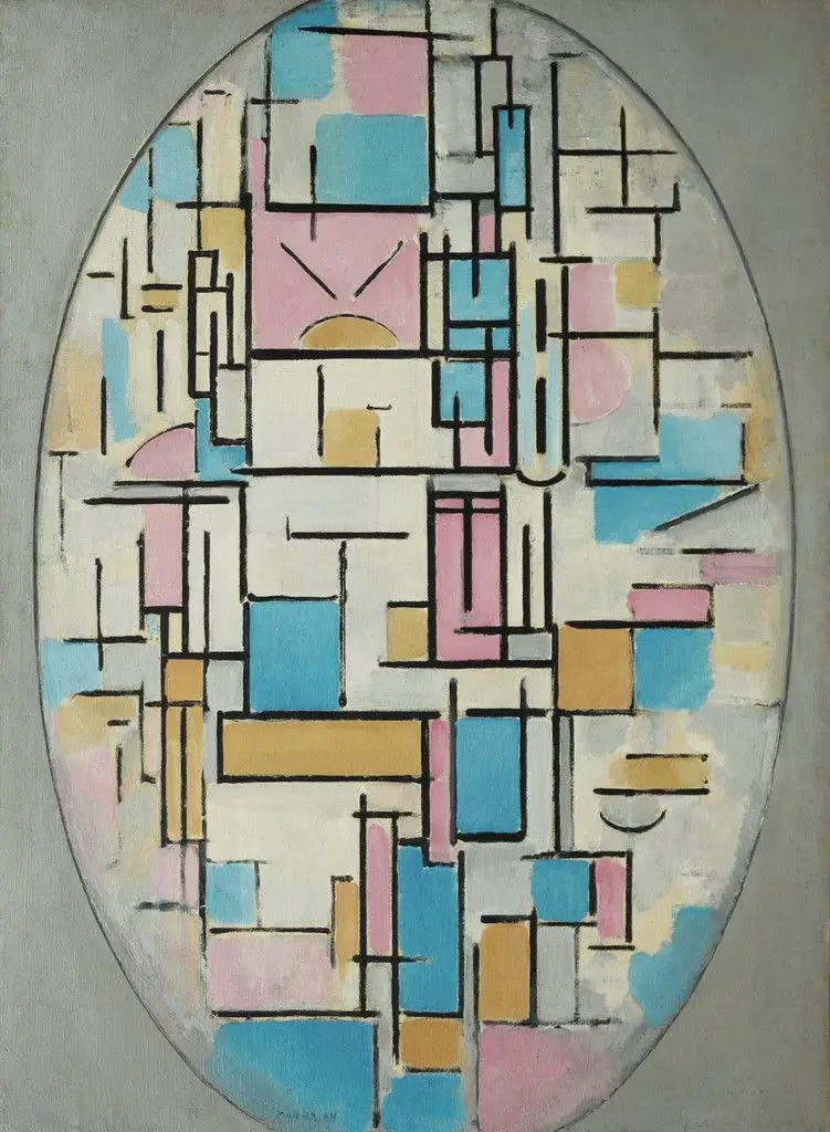 Composition in Oval with Color Planes 1 by Piet Mondrian