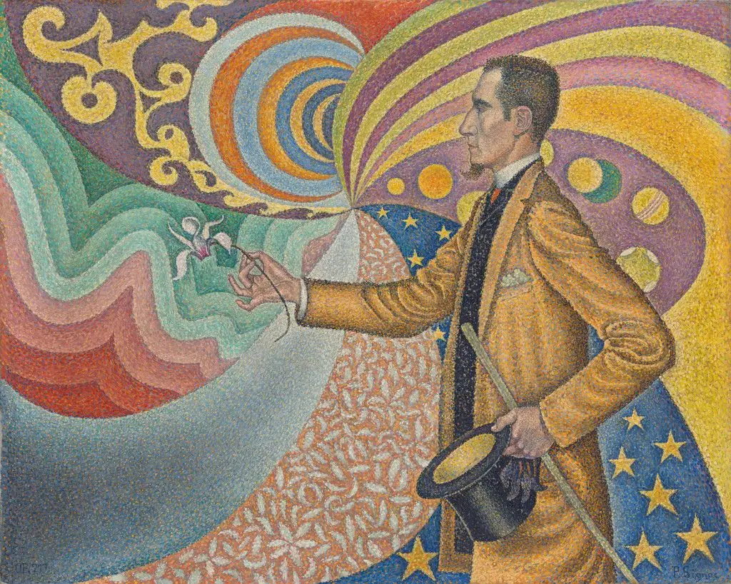 Opus 217. Against the Enamel of a Background Rhythmic with Beats and Angles, Tones, and Tints, Portrait of M. Félix Fénéon in 1890 by Paul Signac
