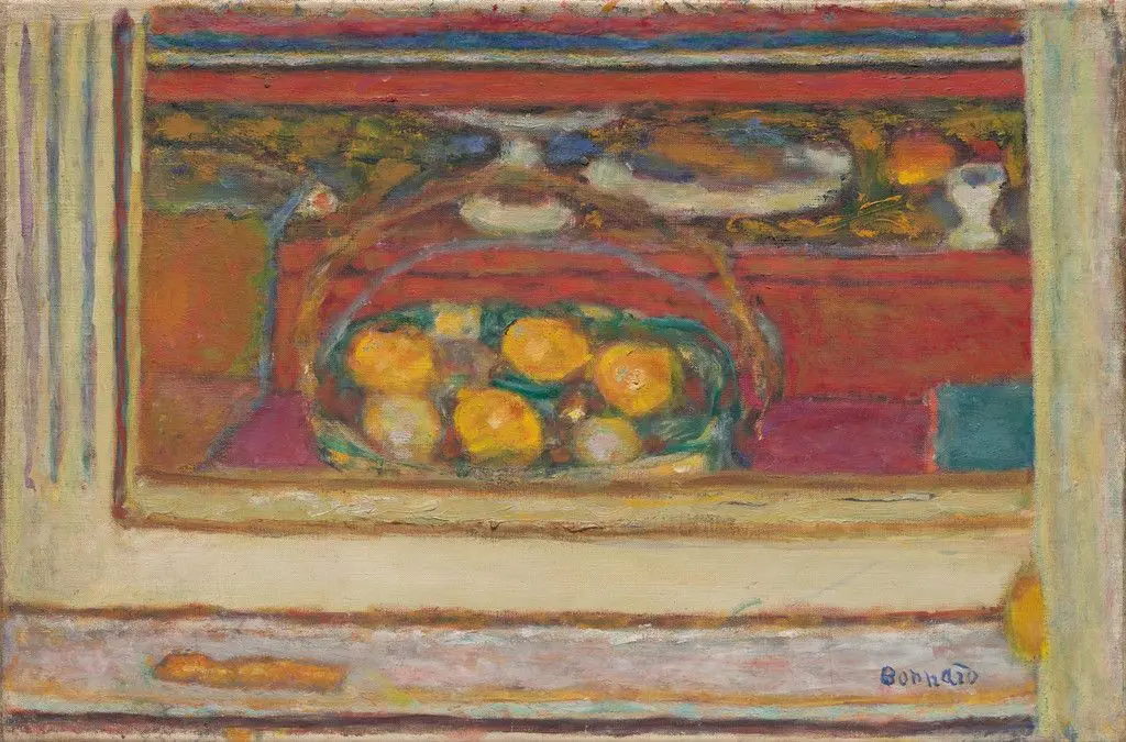 Basket of Fruit in a Cupboard by Pierre Bonnard