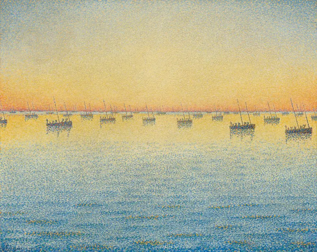 Setting Sun. Sardine Fishing. Adagio. Opus 221 from the series The Sea, The Boats, Concarneau by Paul Signac