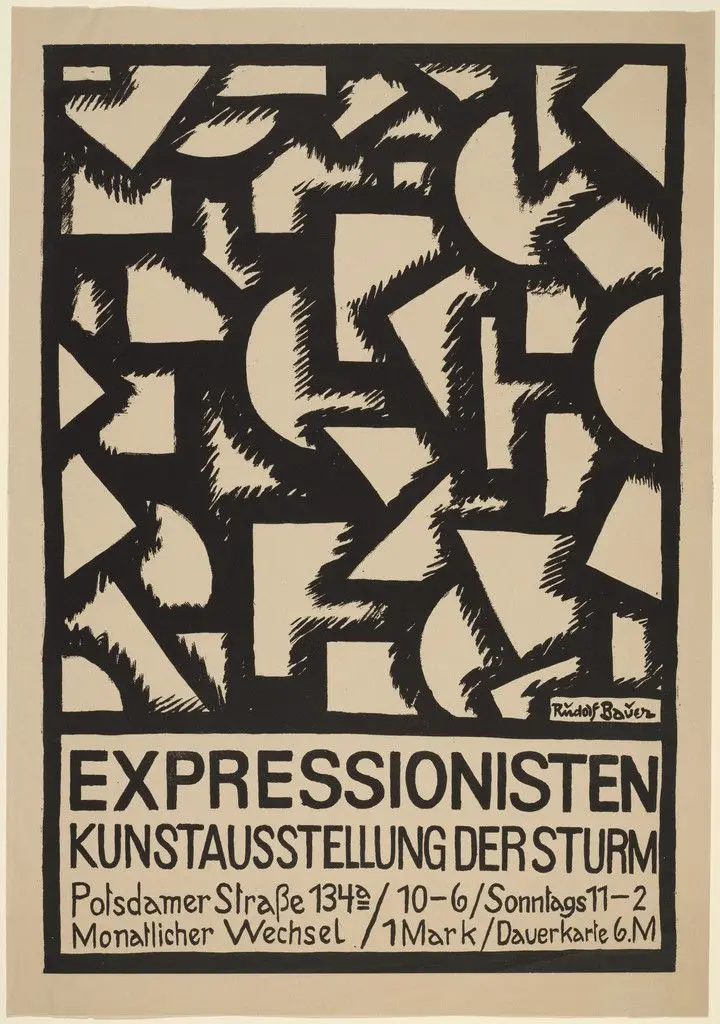 Poster for Expressionists' Art Exhibition at Der Sturm (Expressionisten Kunstausstellung Der Sturm) by Rudolph Bauer