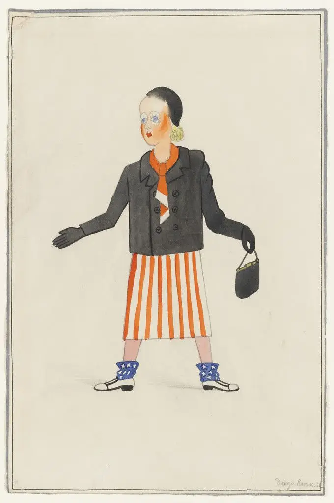 American Girl. Costume design for the ballet H.P. (Horsepower) by Diego Rivera