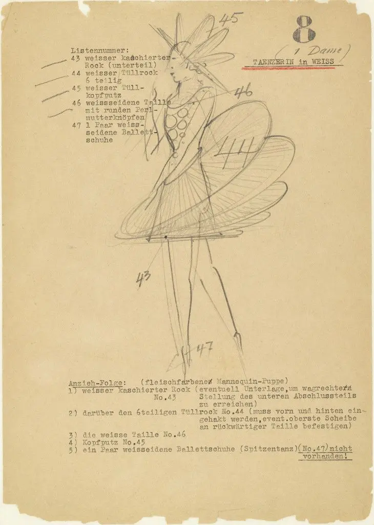 Dancer in White (Tänzerin in Weiss) from Notes and sketches for The Triadic Ballet (Das triadische Ballett) by Oskar Schlemmer