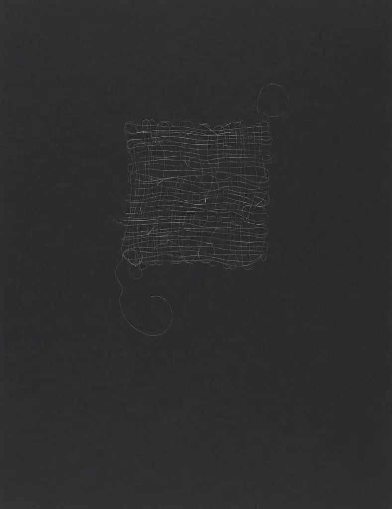 Untitled (grey hair grid with knots 3) by Mona Hatoum