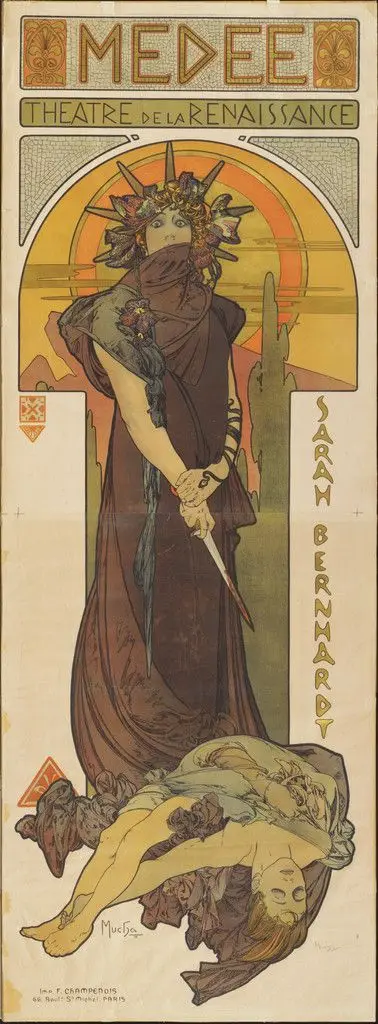 Medée (Medea) (Poster for a performance by Sarah Bernhardt at the Théâtre de la Renaissance, Paris) by Alphonse Mucha