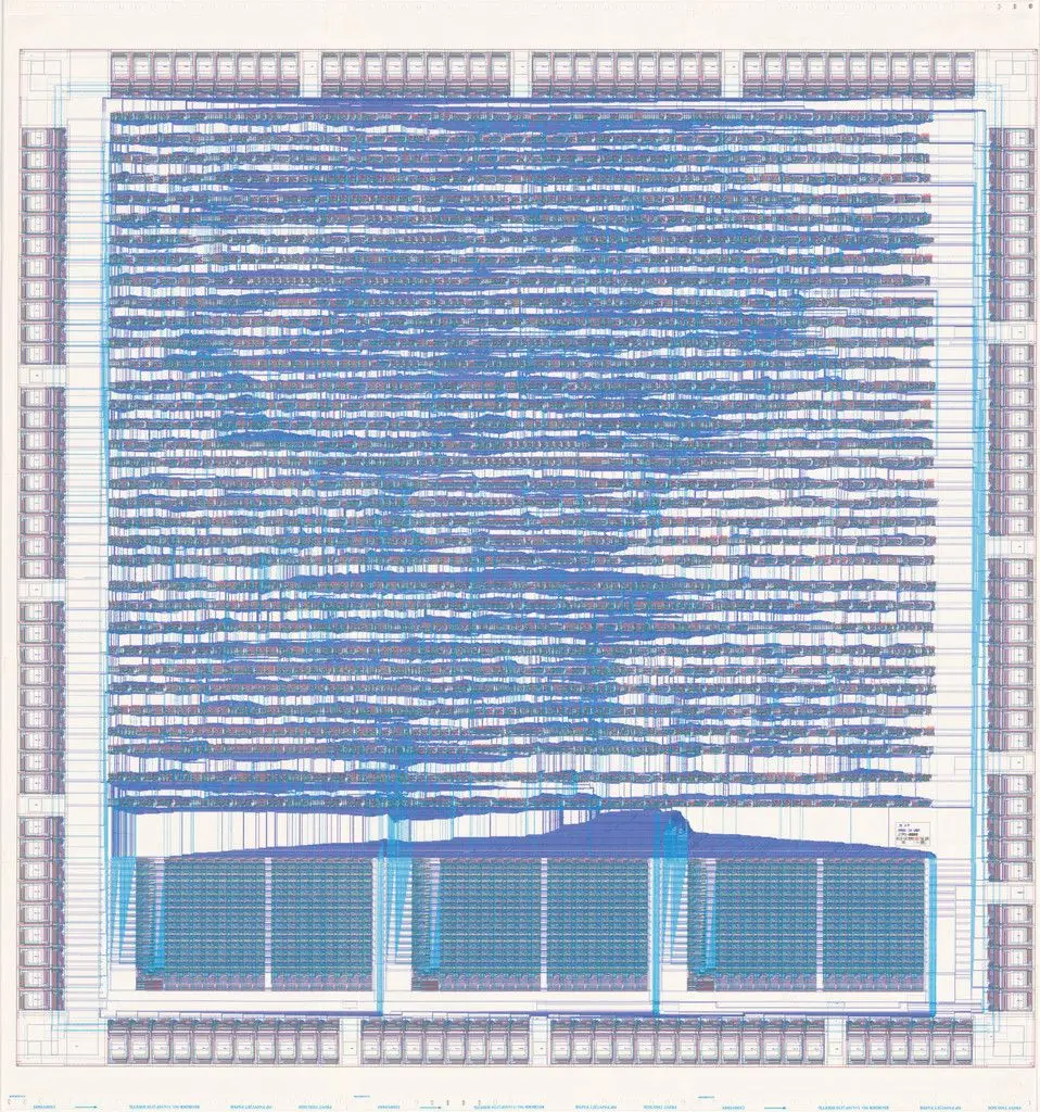 Diagram of Central Processing Unit Chip (Microprocessor) by Hewlett-Packard Company, Santa Clara, CA