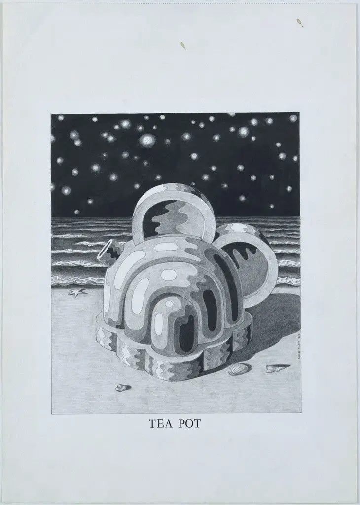Study for Tea Pot (by Ocean with Shells), project (Perspective) by Ettore Sottsass