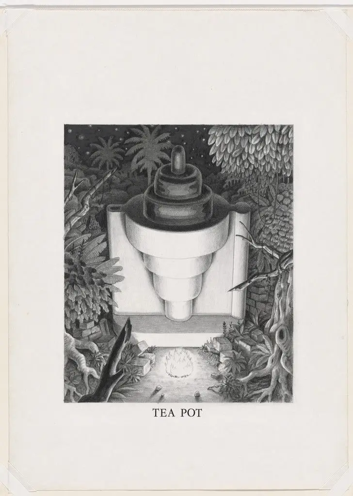 Study for Tea Pot (in Forest Setting), project (Perspective) by Ettore Sottsass