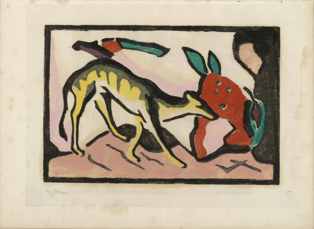 Fantastic Creature (Fabeltier) (plate preceding page 1) from Der Blaue Reiter (The Blue Rider) by Franz Marc
