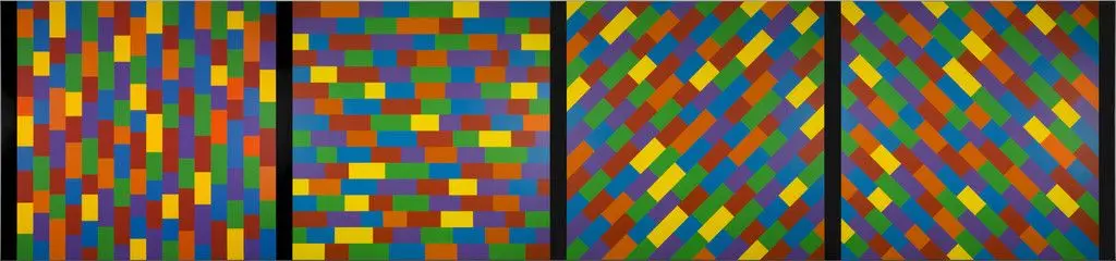 Wall Drawing #1144, Broken Bands of Color in Four Directions by Sol LeWitt