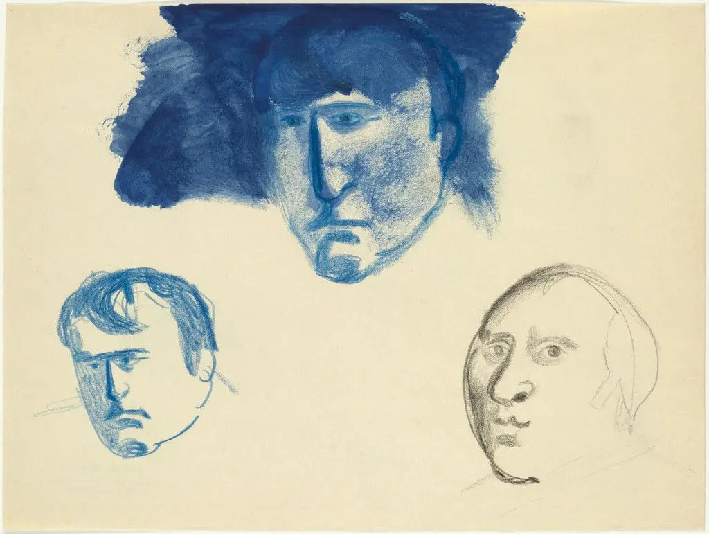 Untitled No. 1117 (three male heads) by Ingeborg Gabriel