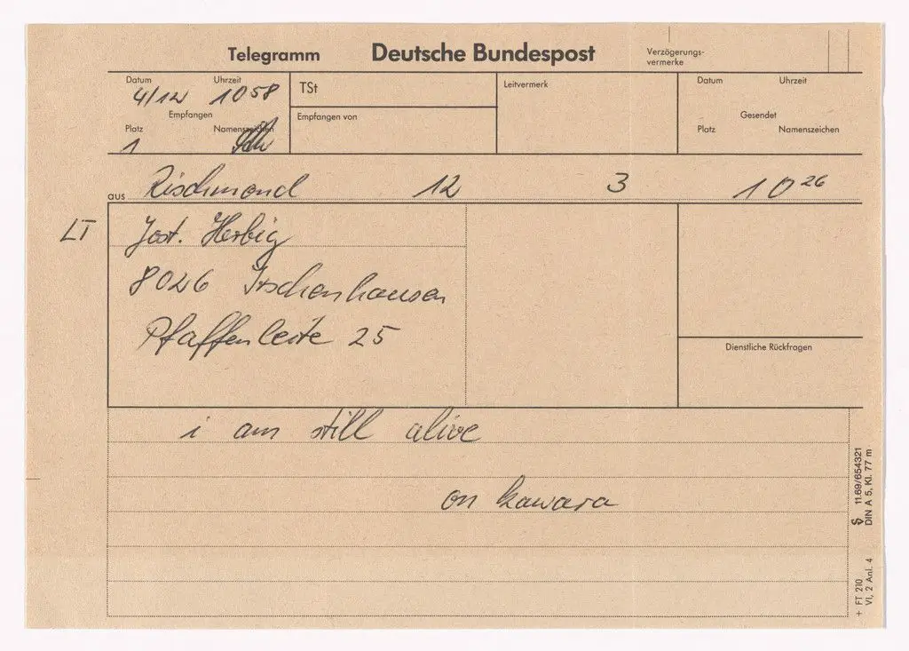 I Am Still Alive by On Kawara