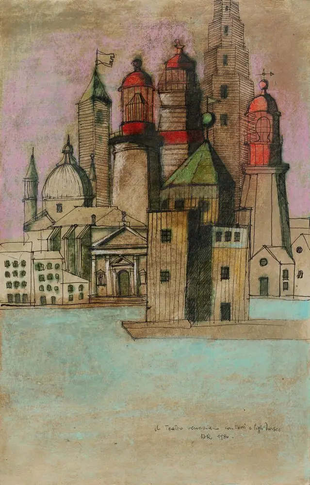 Drawing, Teatro del Mondo, Venice, Italy by Aldo Rossi
