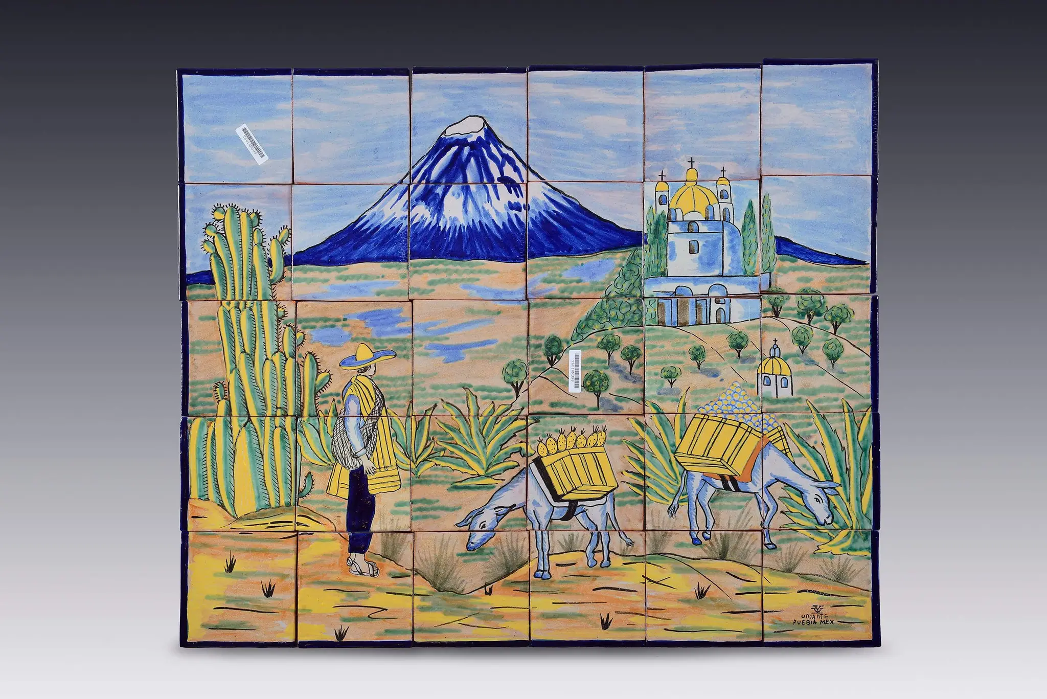 Panel con paisaje costumbrista de Cholula by Talavera Uriarte