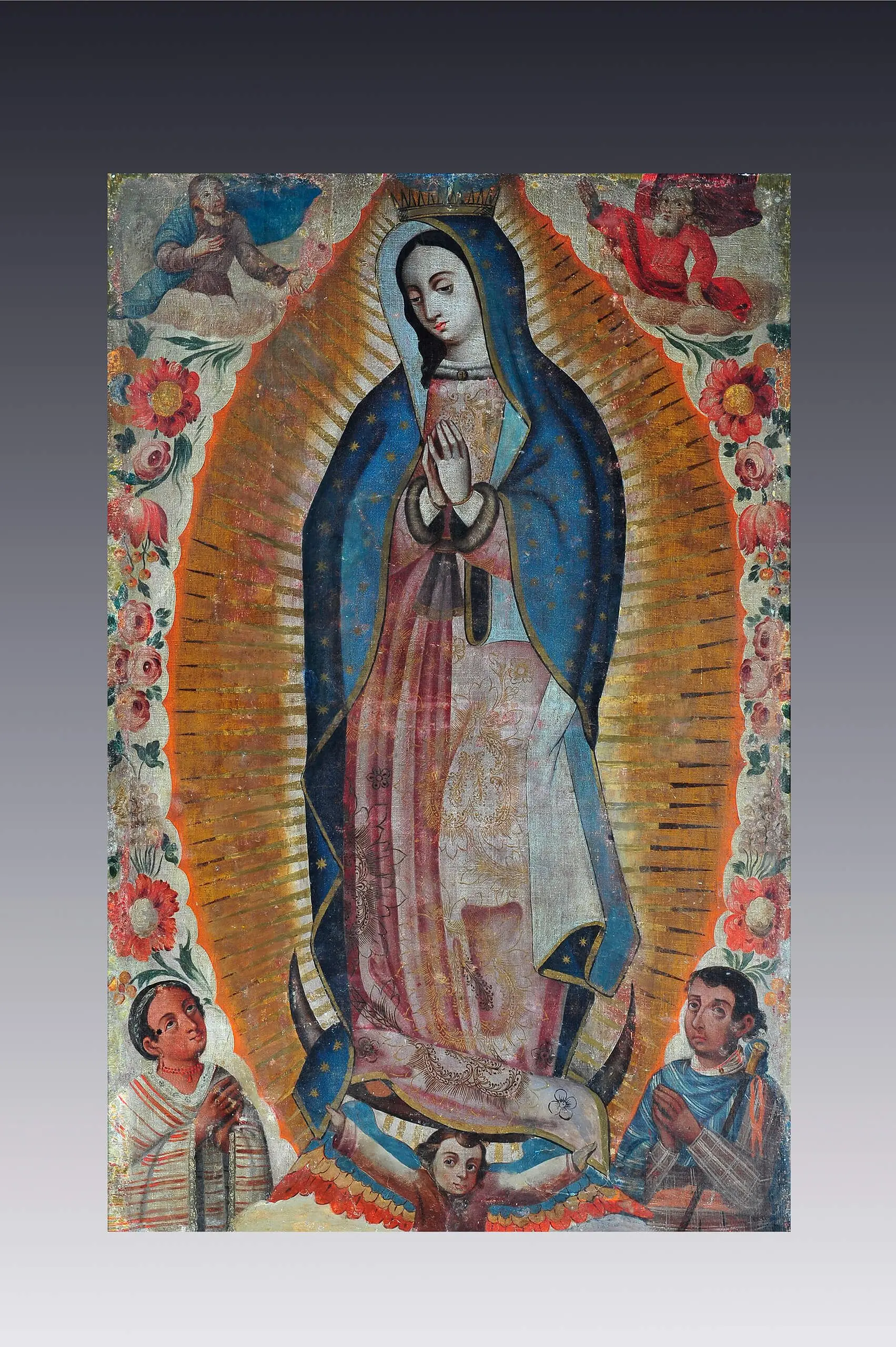 Virgen de Guadalupe con donantes indigenas by Anonimo novohispano