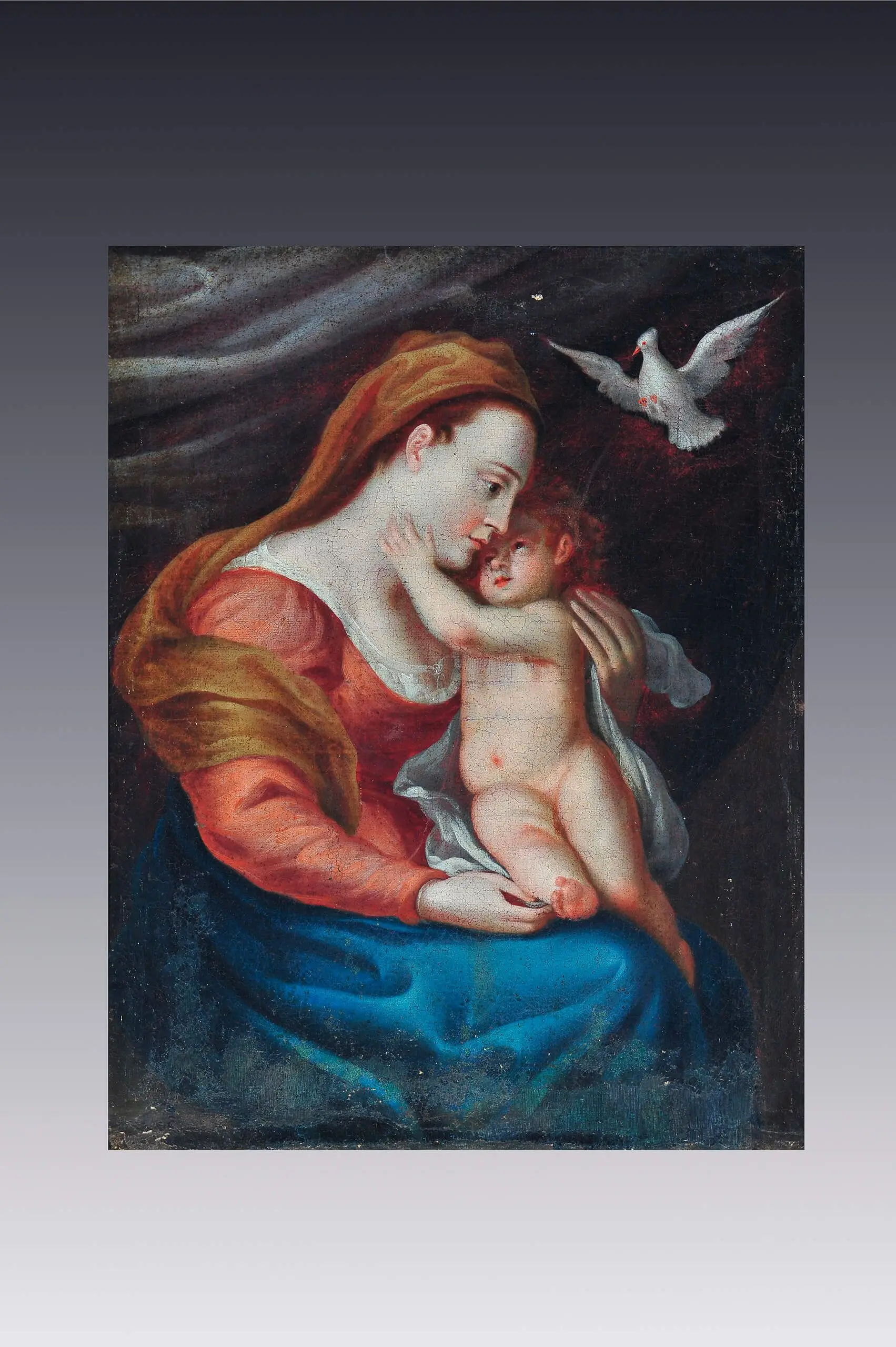 La Virgen, el Nino y el Espiritu Santo by Anonimo novohispano