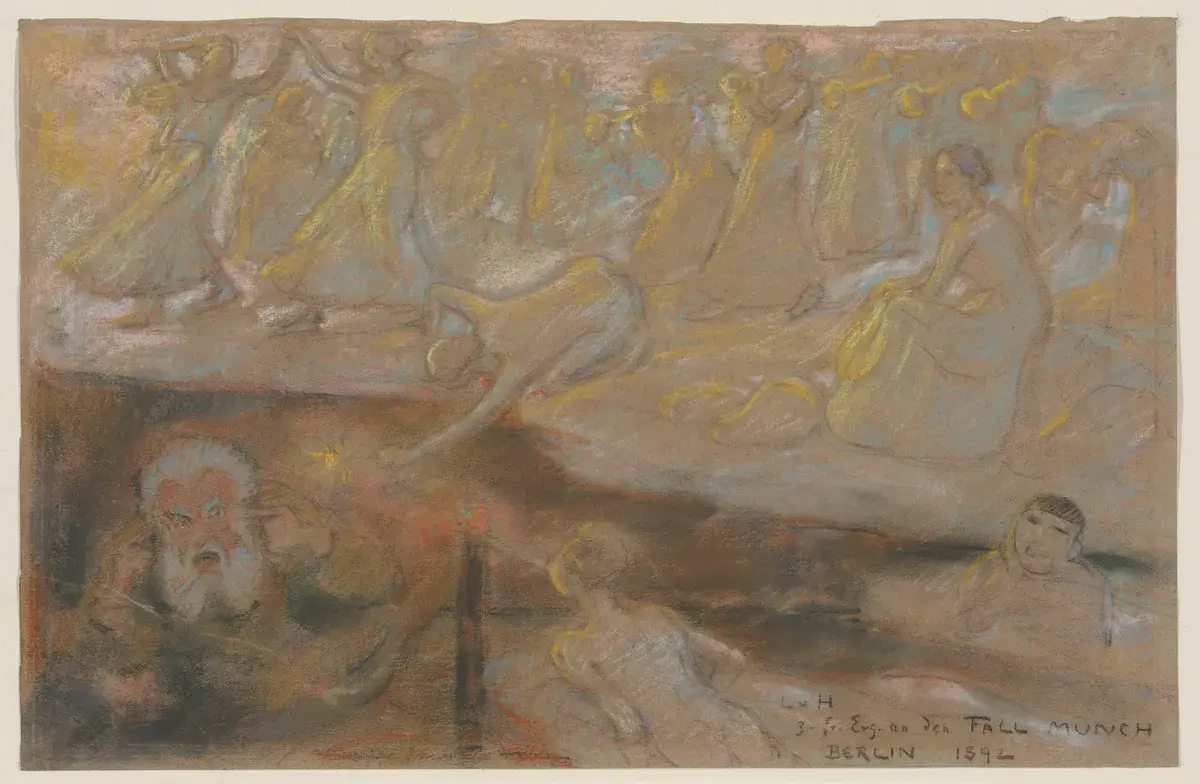 Til minne om Munch-skandalen, Berlin 1892 [Tegning] by Hofmann, Ludwig von