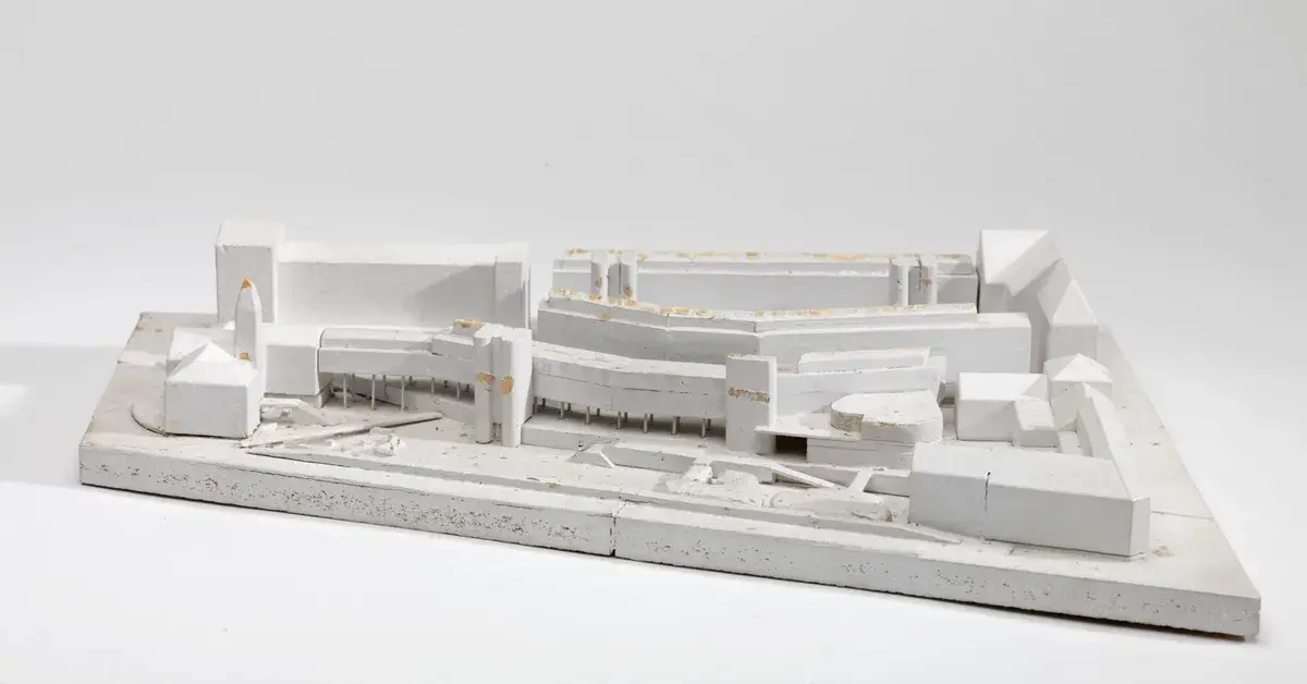 Utkast til bibliotek i Trondheim [Studiemodell] by Fehn, Sverre