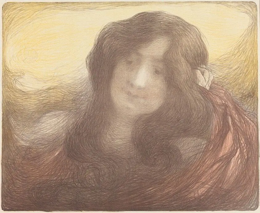 Young Woman with Long Hair by Aman-Jean, Edmond