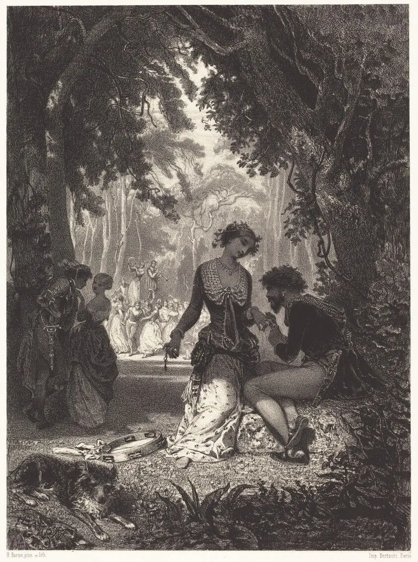 Italian Dancers by Baron, Henri Charles Antoine