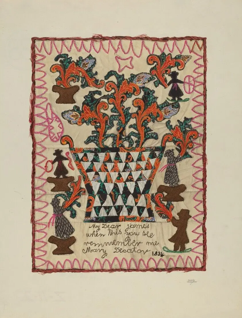 Applique Linen Panel by Chichester, Beverly